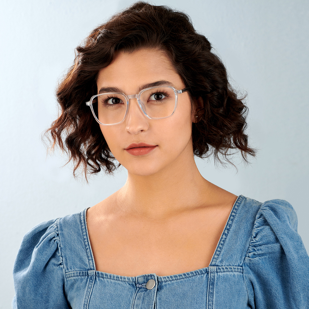 Lenskart Air Blue Transparent Full Rim Square left side