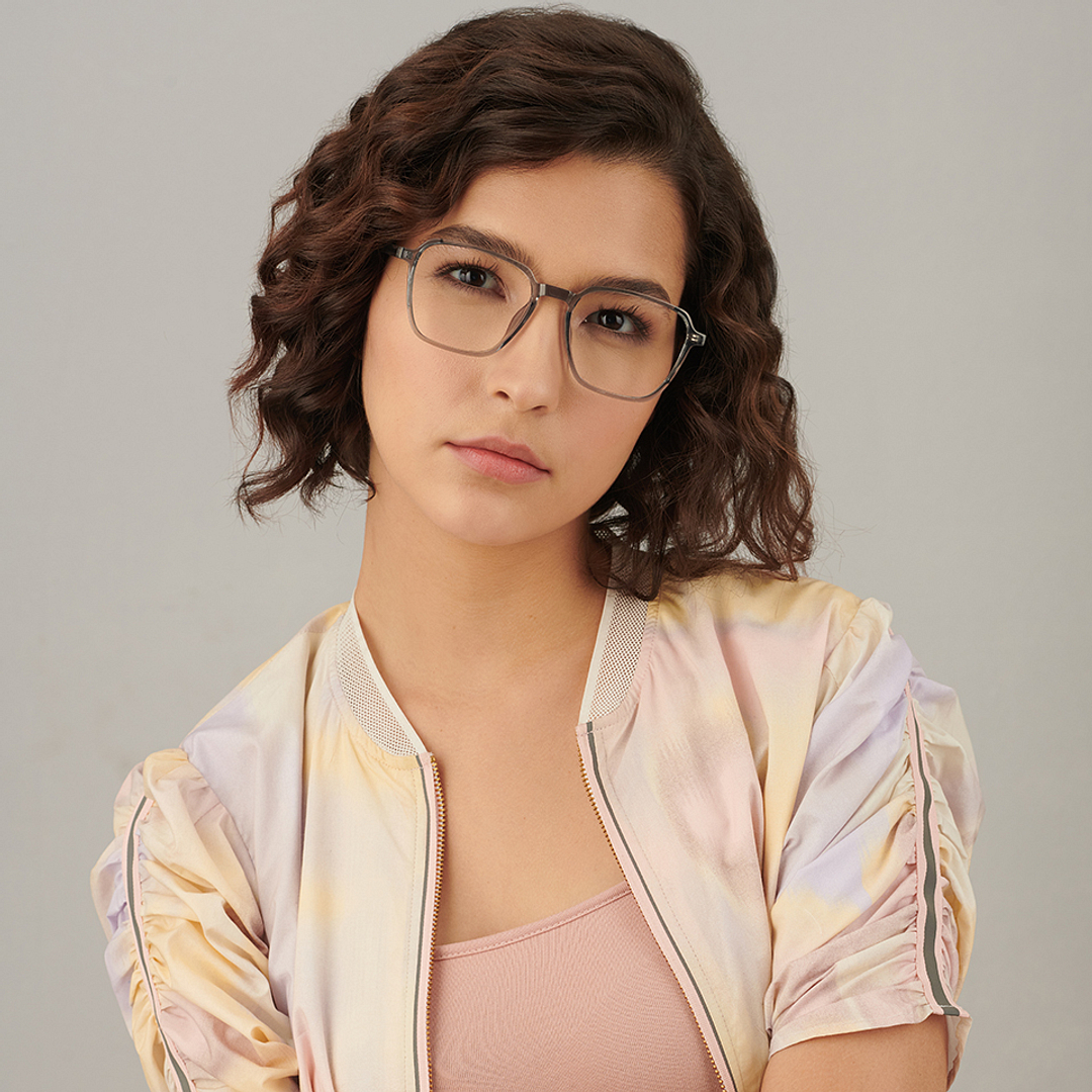 Lenskart Air Gray Transparent Full Rim Square left side