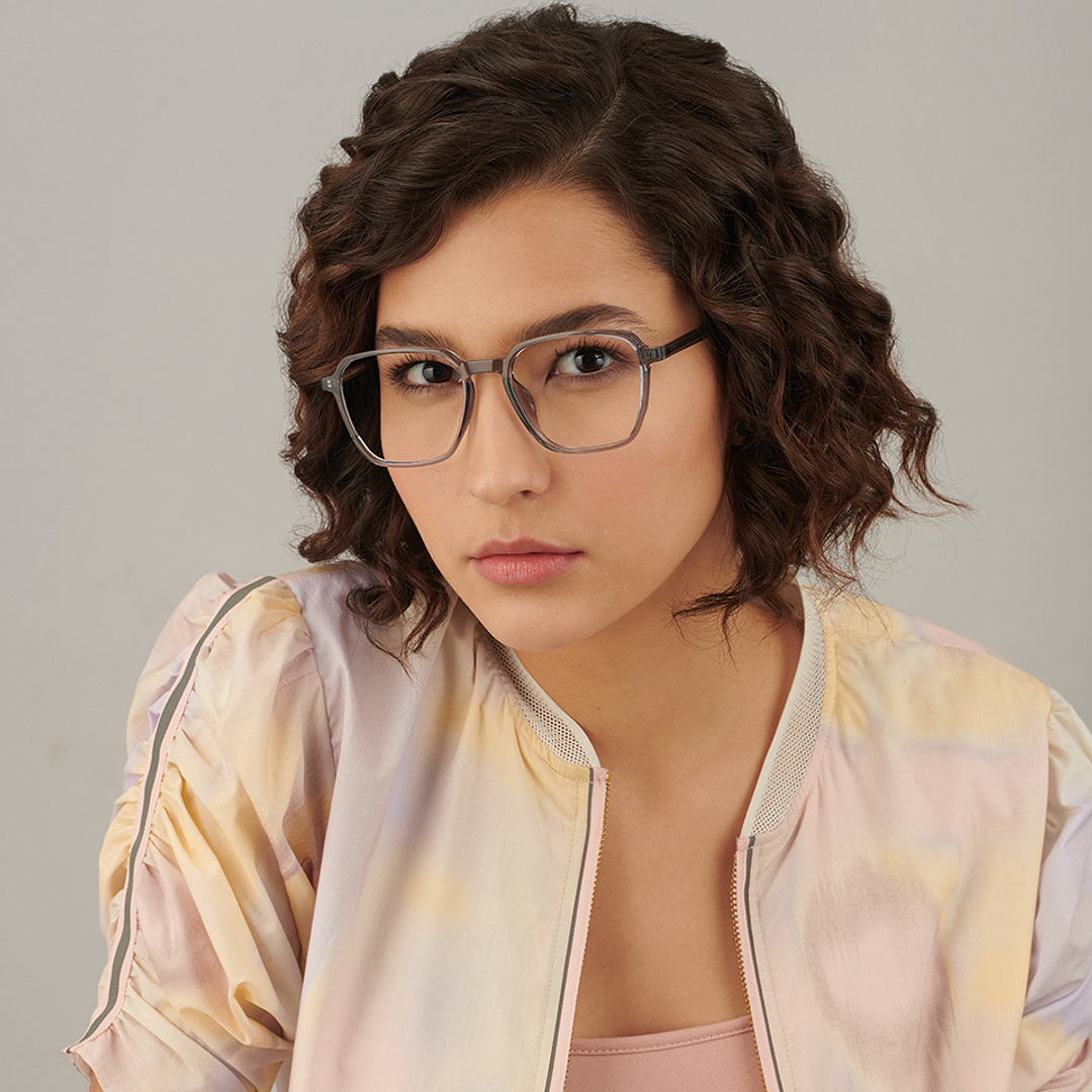 Lenskart Air Gray Transparent Full Rim Square right side