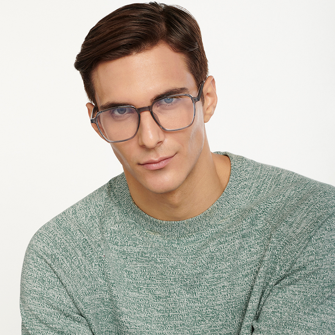 Lenskart Air Gray Transparent Full Rim Square left side