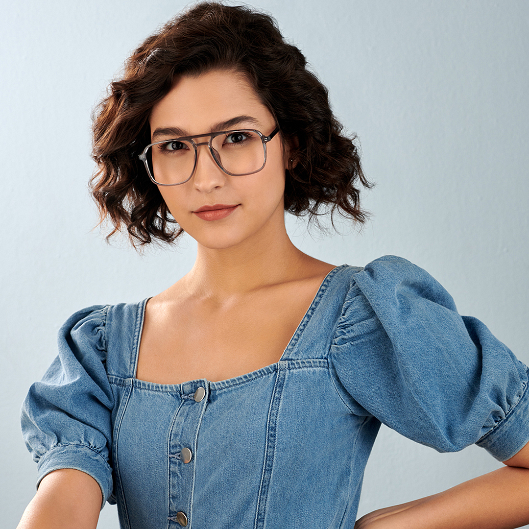 Lenskart Air Gray Transparent Full Rim Square left side