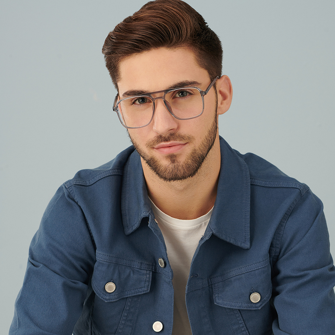 Lenskart Air Gray Transparent Full Rim Square left side