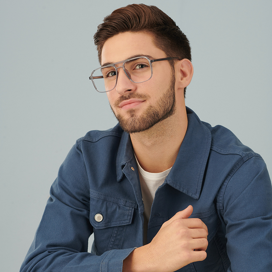 Lenskart Air Gray Transparent Full Rim Square right side