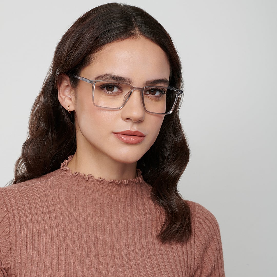 Lenskart Air Gray Transparent Full Rim Square left side