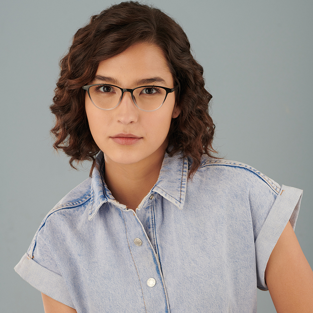 Lenskart Air Online Black Transparent Full Rim Cat Eye left side