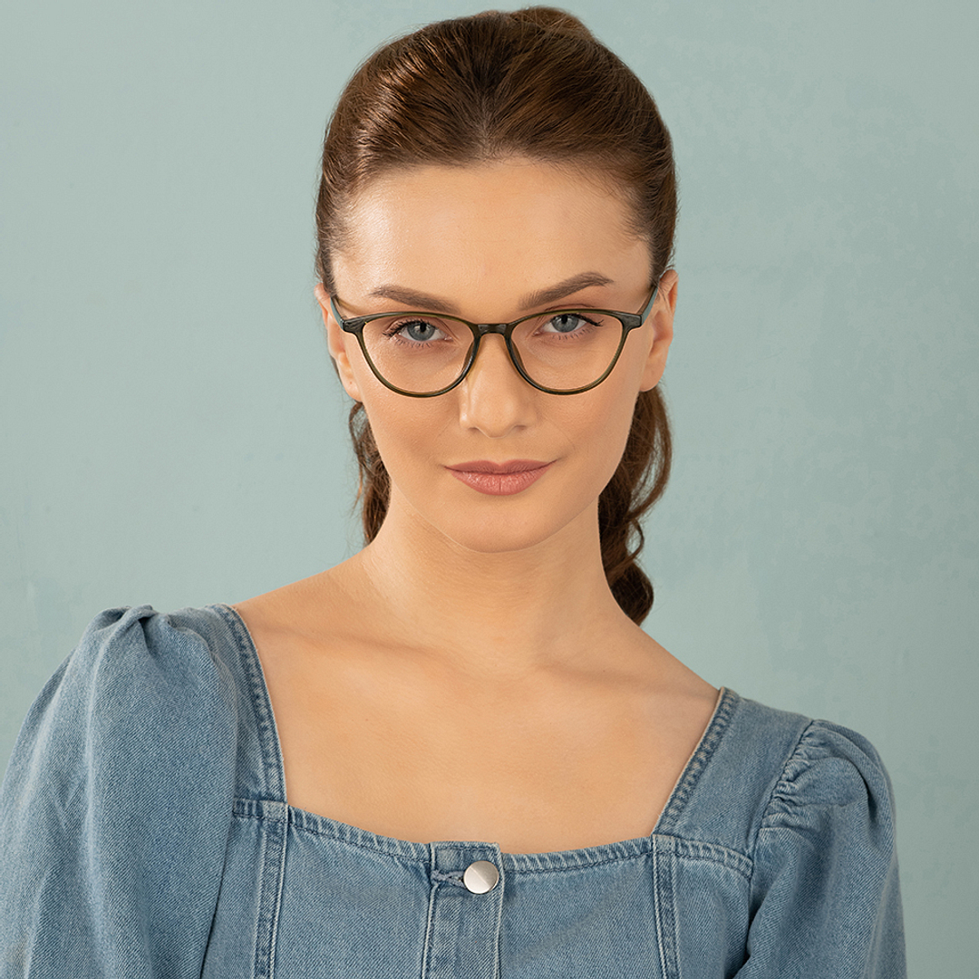 Lenskart Air Online Green Transparent Full Rim Cat Eye left side