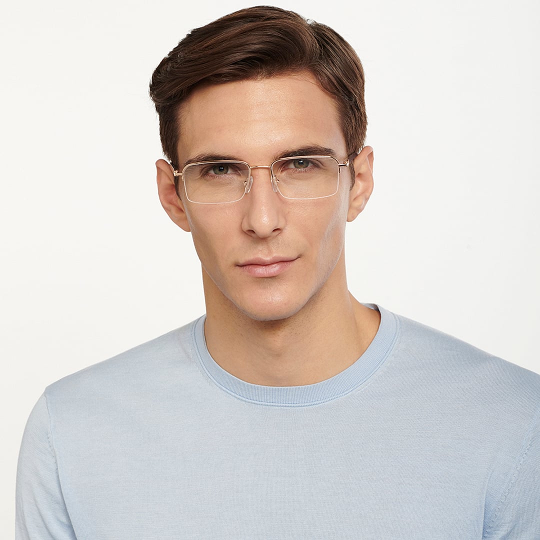 Lenskart Air Gold Half Rim Rectangle left side