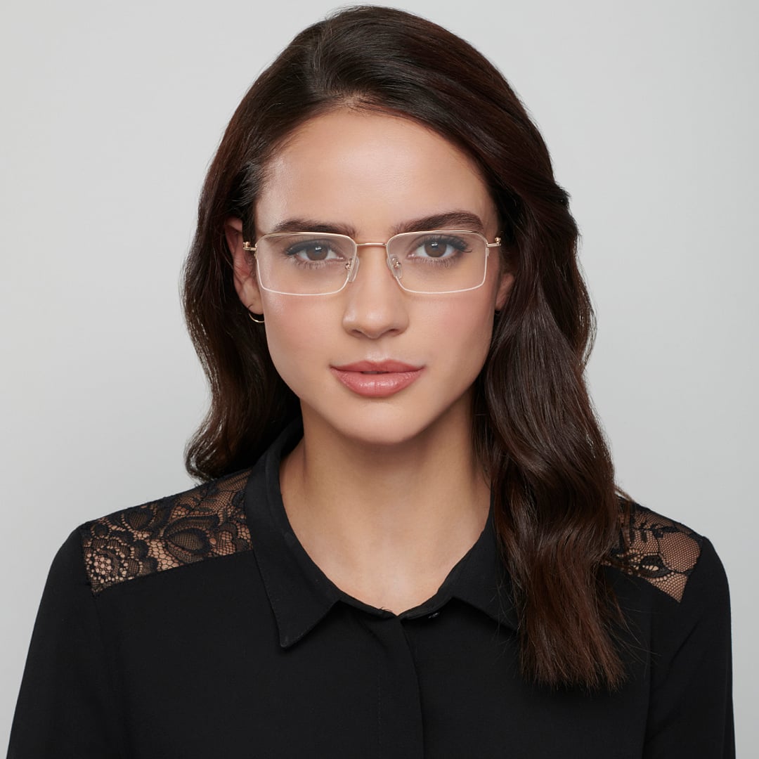 Lenskart Air Gold Half Rim Rectangle right side