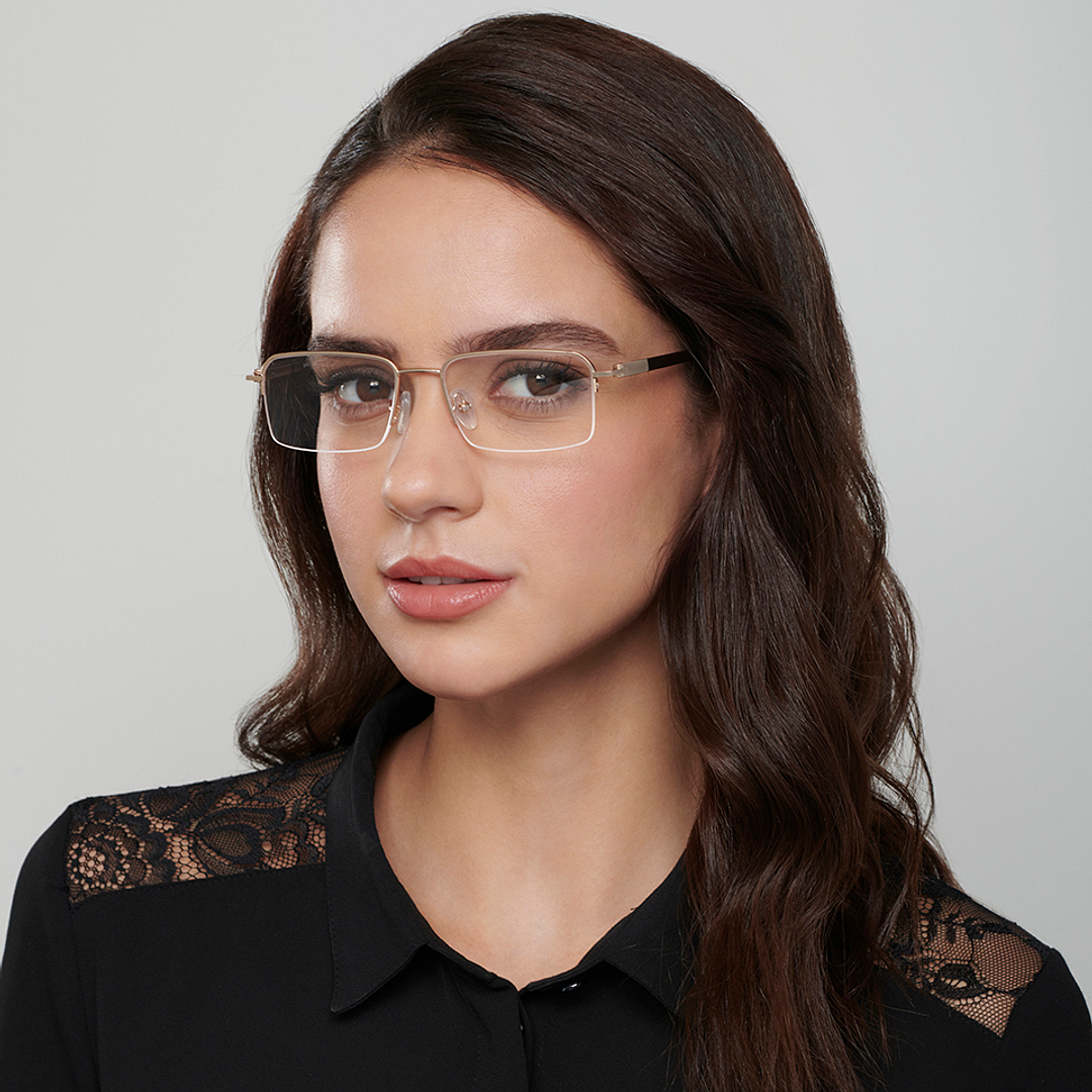 Lenskart Air Gold Half Rim Rectangle left side