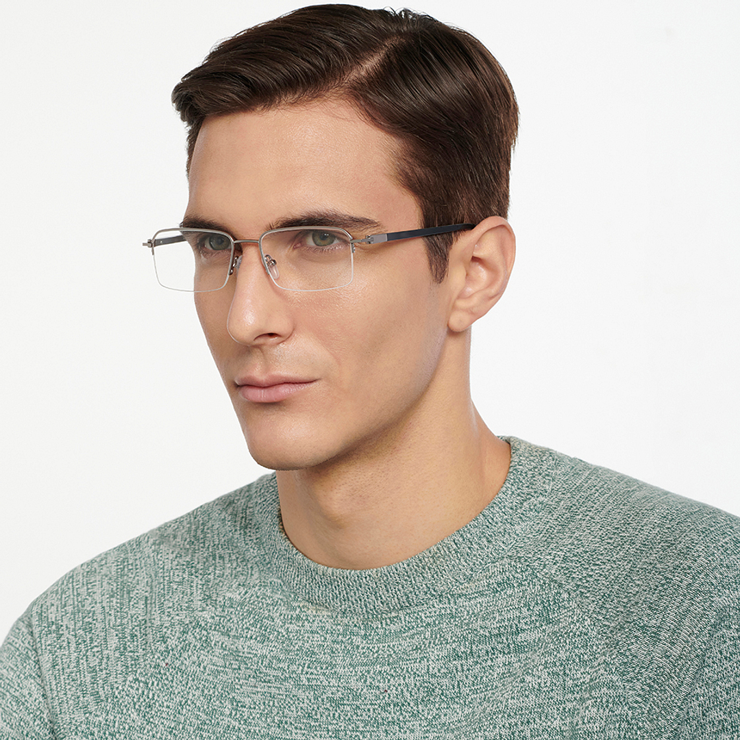 Lenskart Air Online Mid Gunmetal Half Rim Rectangle left side