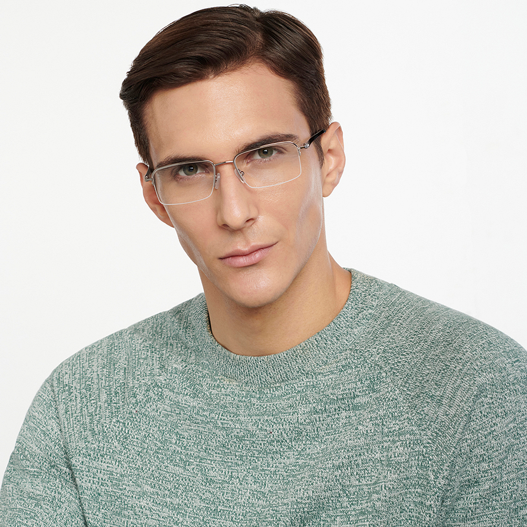Lenskart Air Online Mid Gunmetal Half Rim Rectangle right side