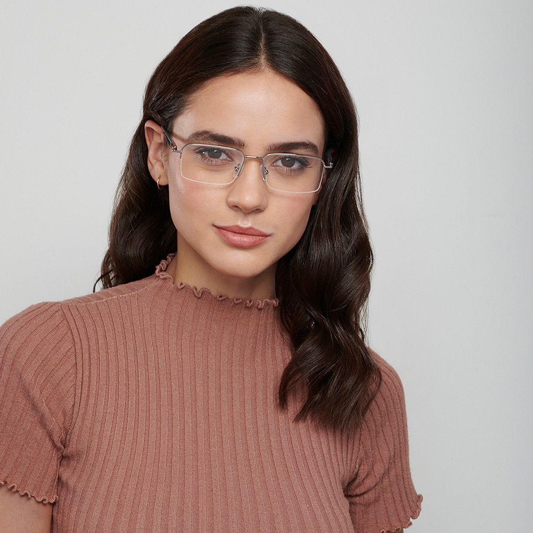 Lenskart Air Online Mid Gunmetal Half Rim Rectangle left side