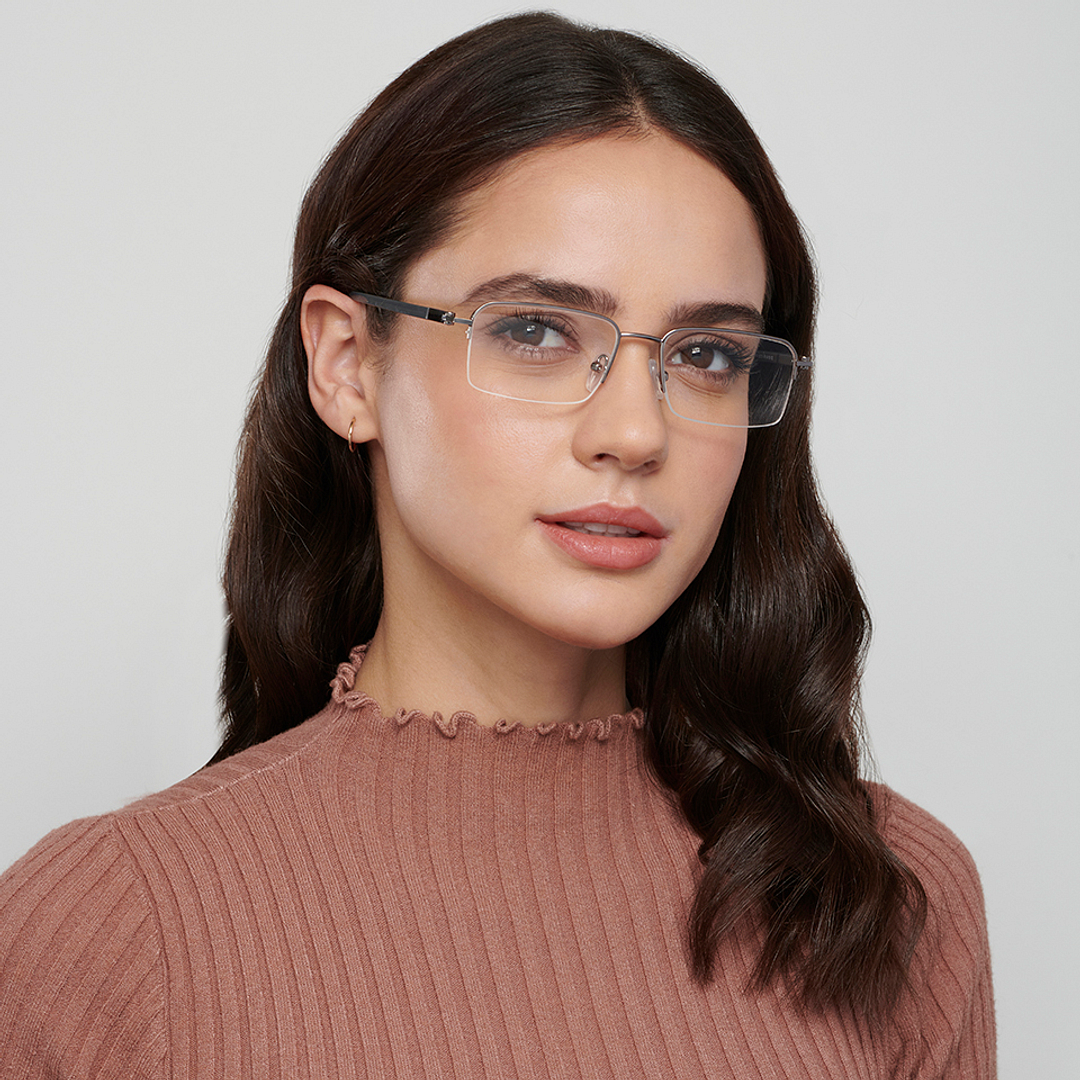 Lenskart Air Online Mid Gunmetal Half Rim Rectangle right side