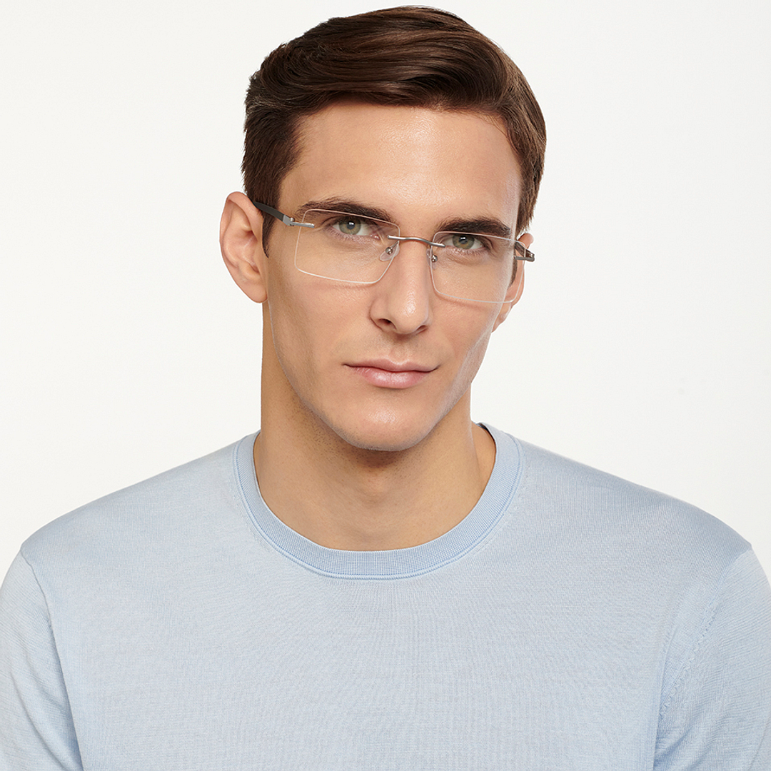 Lenskart Air Online Mid Gunmetal Rimless Rectangle left side