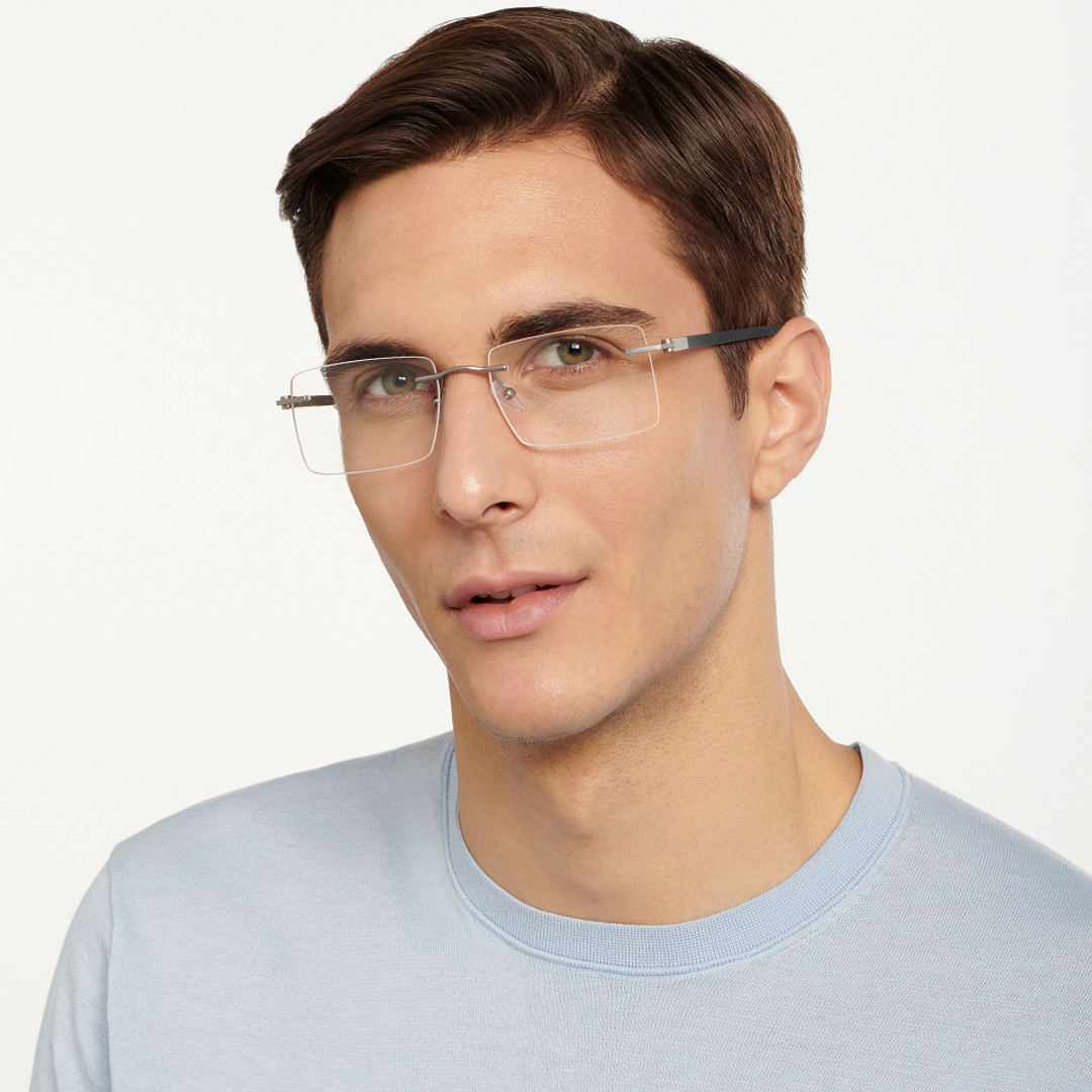 Lenskart Air Online Mid Gunmetal Rimless Rectangle right side