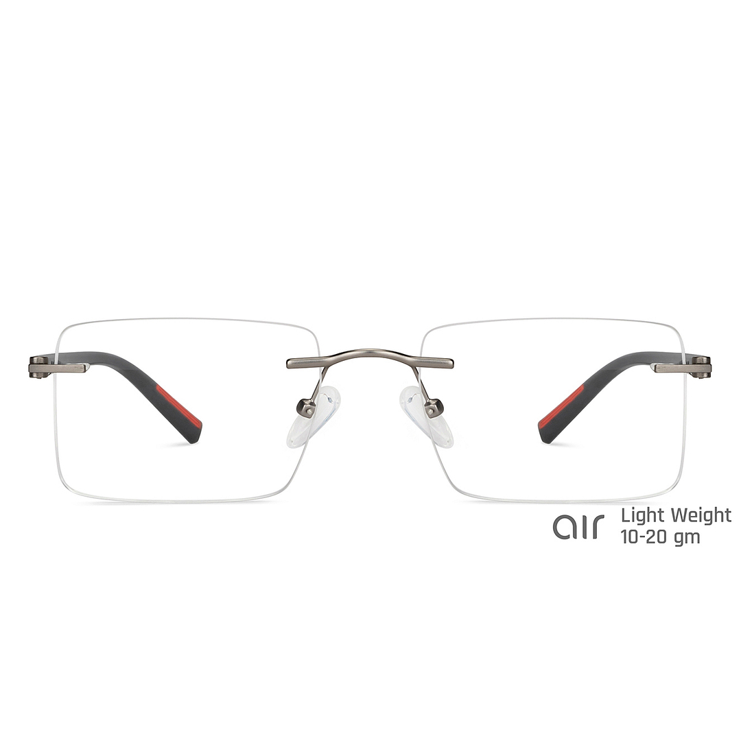 Lenskart Air Online Mid Gunmetal Rimless Rectangle left side