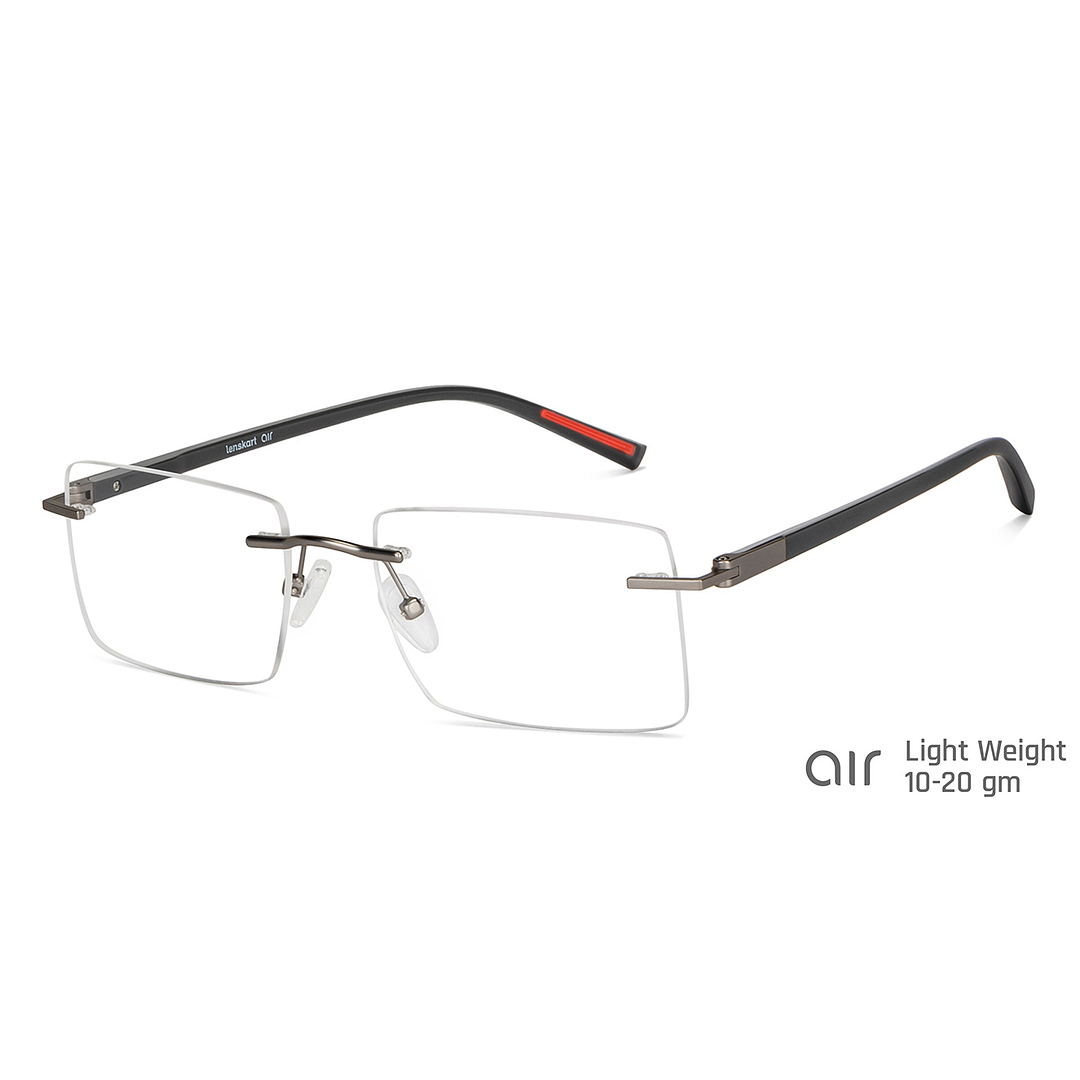 Lenskart Air Online Mid Gunmetal Rimless Rectangle right side