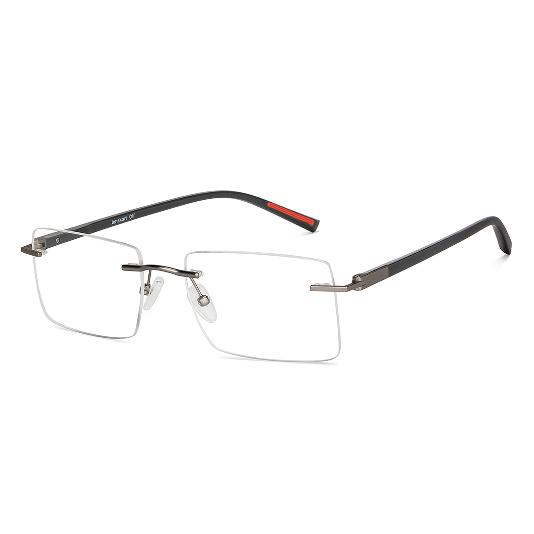 Lenskart Air Online Mid Gunmetal Rimless Rectangle right side