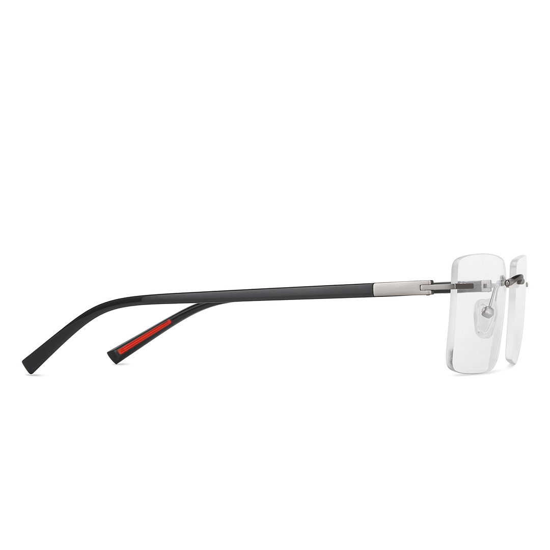 Lenskart Air Online Mid Gunmetal Rimless Rectangle left side