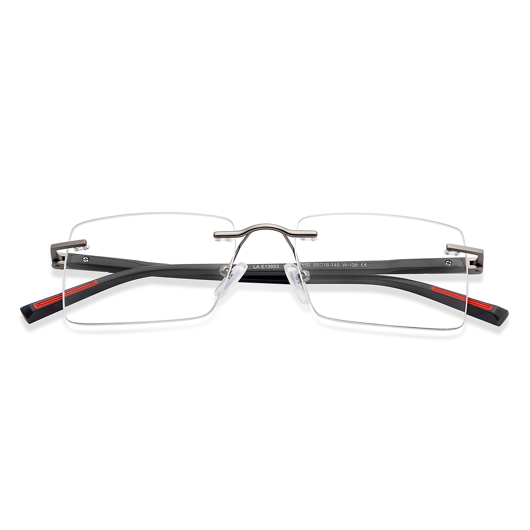 Lenskart Air Online Mid Gunmetal Rimless Rectangle left side