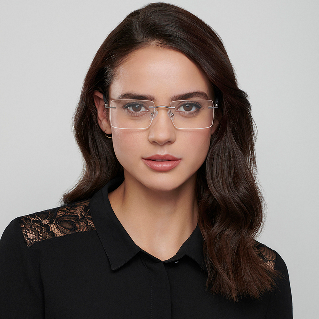 Lenskart Air Online Mid Gunmetal Rimless Rectangle right side