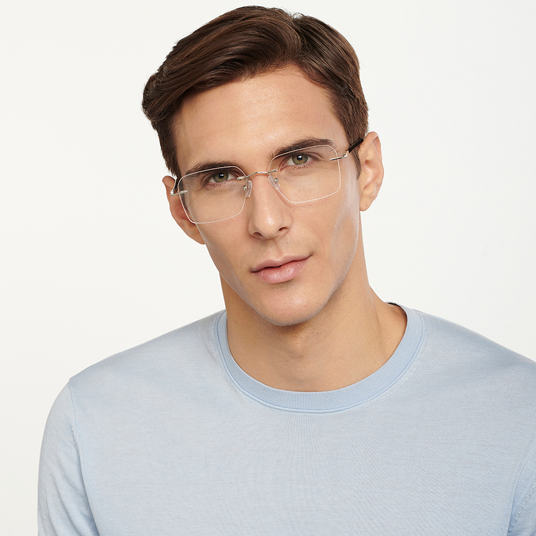 Lenskart Air Online Silver Rimless Square left side