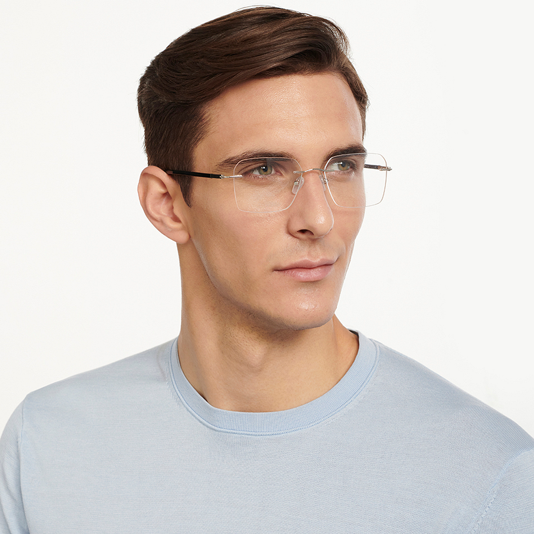 Lenskart Air Online Silver Rimless Square right side