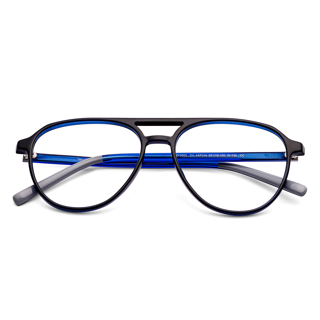 Lenskart Air Online Sky Blue Full Rim Aviator left side