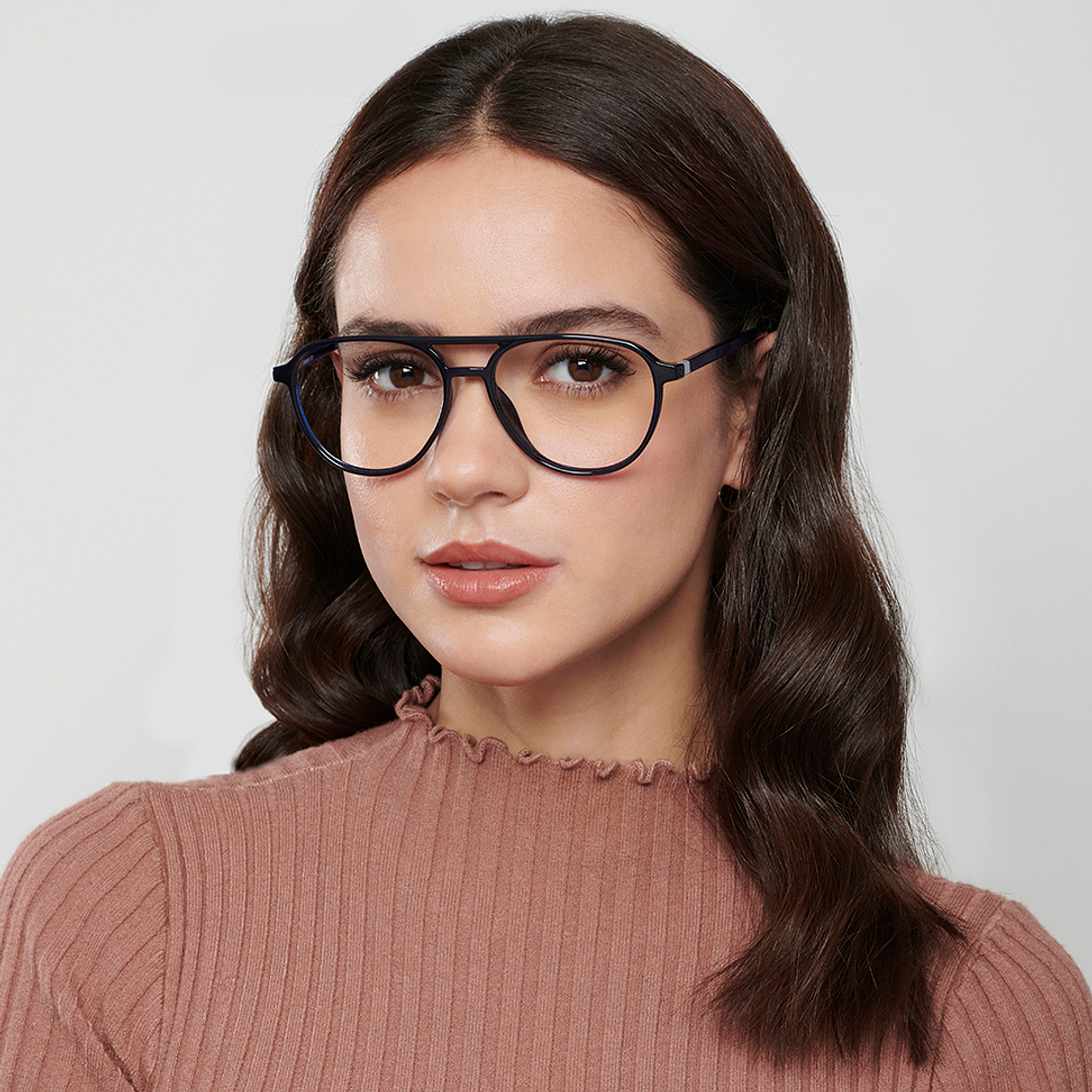Lenskart Air Online Sky Blue Full Rim Aviator left side