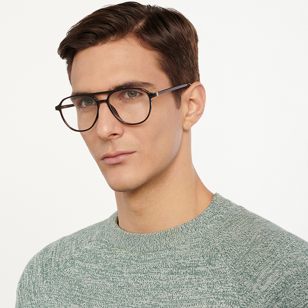 Lenskart Air Online Light Brown Full Rim Aviator left side