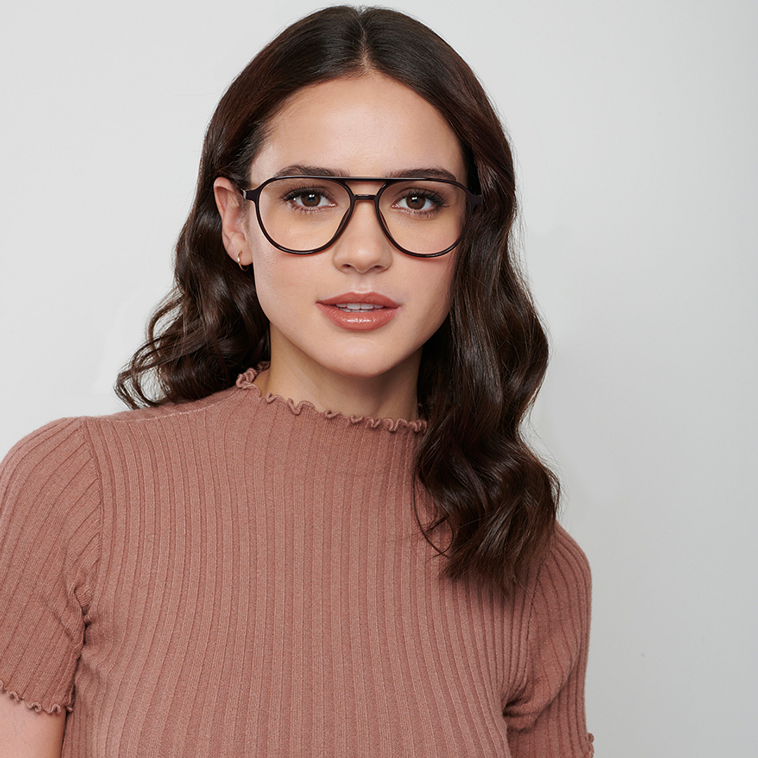 Lenskart Air Online Light Brown Full Rim Aviator left side