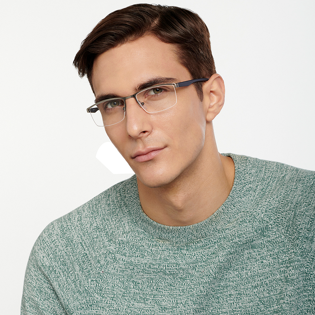 Lenskart Air Online Mid Gunmetal Half Rim Rectangle right side