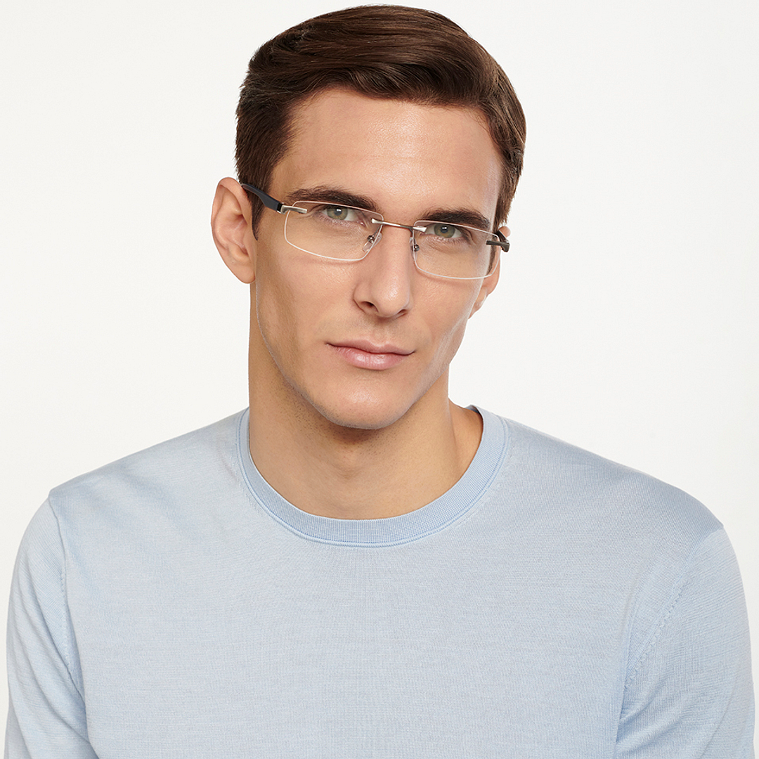 Lenskart Air Online Mid Gunmetal Rimless Rectangle left side
