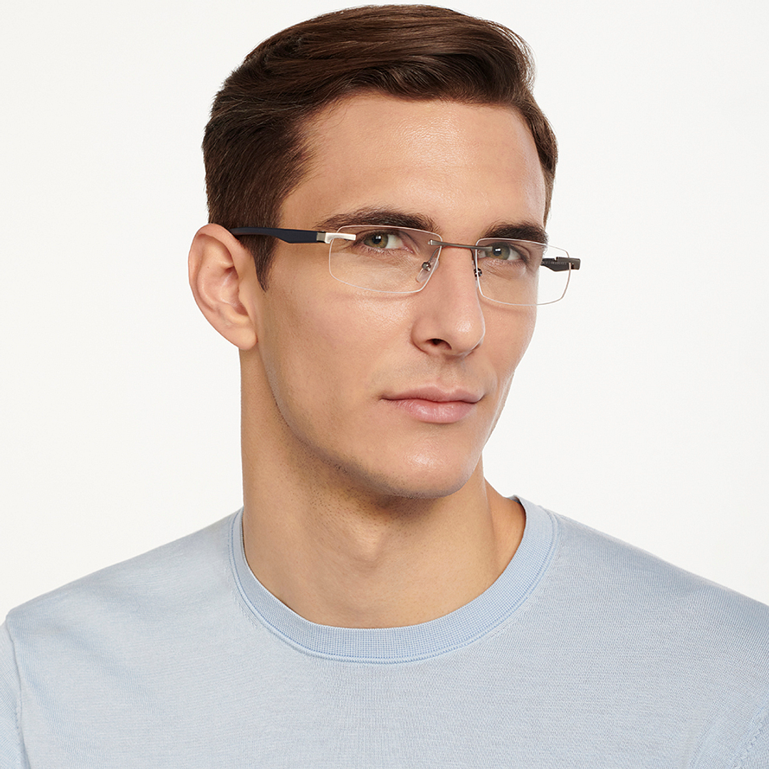 Lenskart Air Online Mid Gunmetal Rimless Rectangle right side