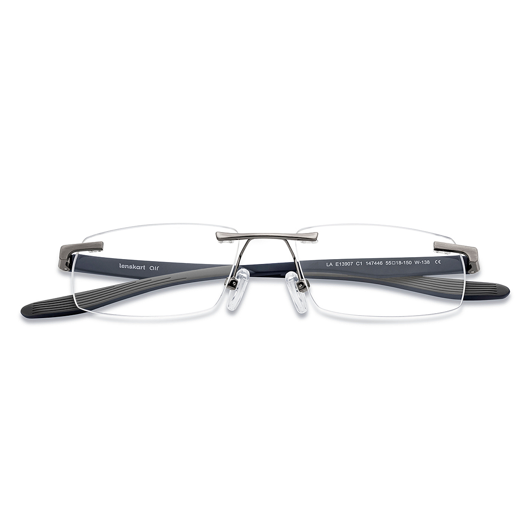 Lenskart Air Online Mid Gunmetal Rimless Rectangle left side