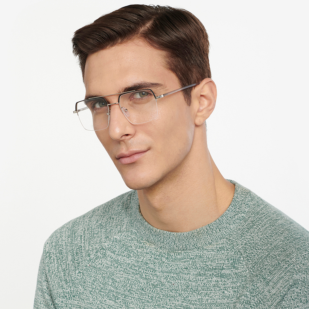 Lenskart Air Online Dark Gunmetal Half Rim Square right side