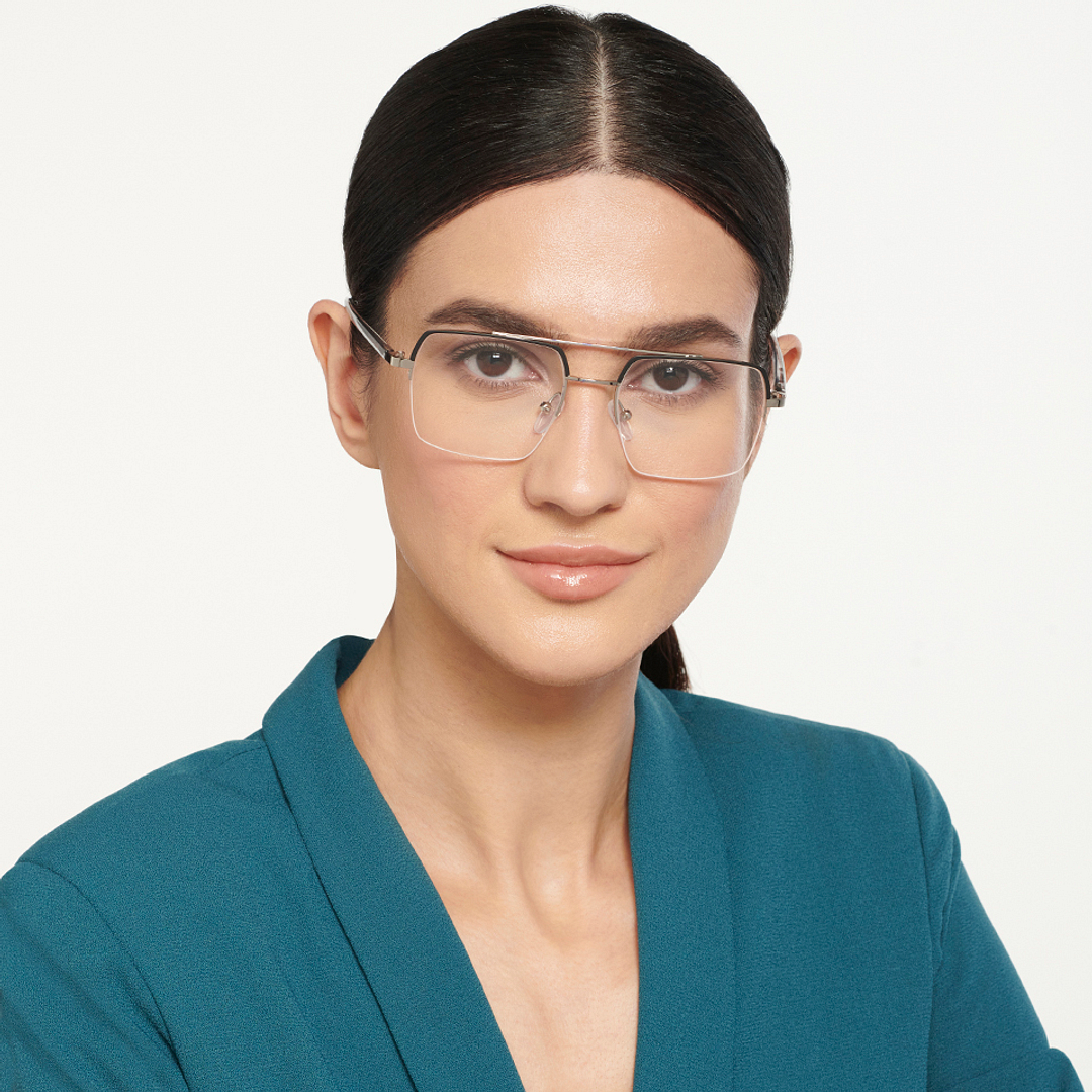 Lenskart Air Online Dark Gunmetal Half Rim Square right side