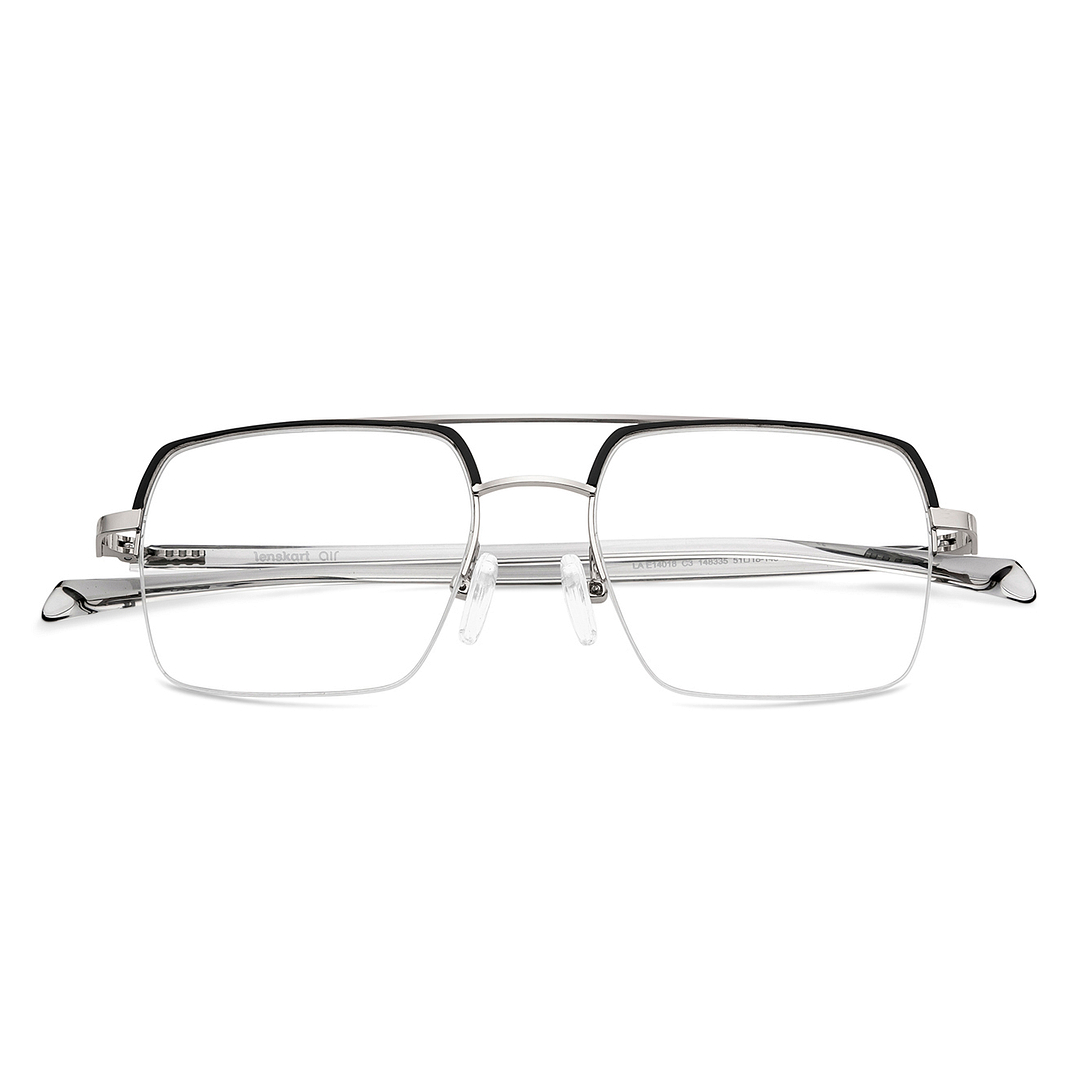 Lenskart Air Online Dark Gunmetal Half Rim Square left side