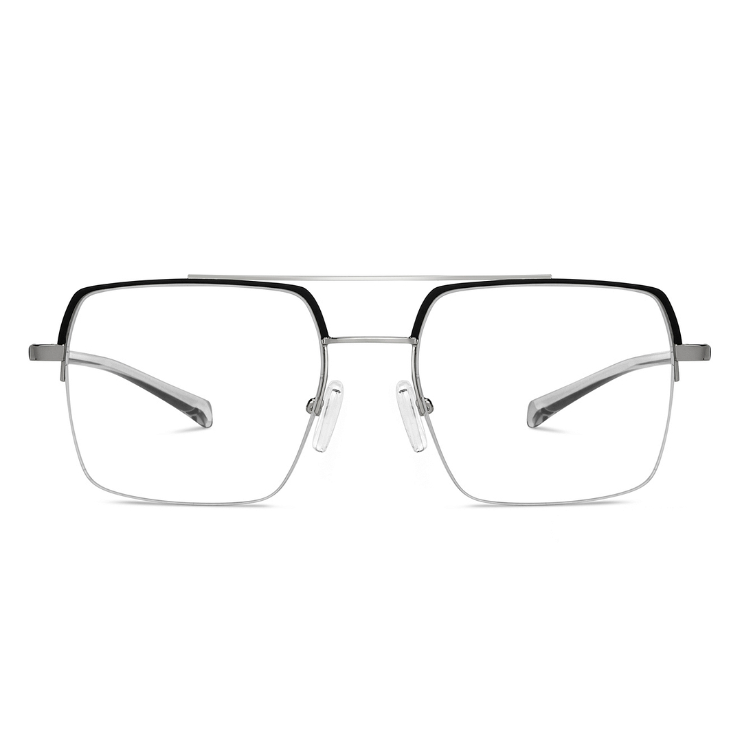 Lenskart Air Online Dark Gunmetal Half Rim Square left side