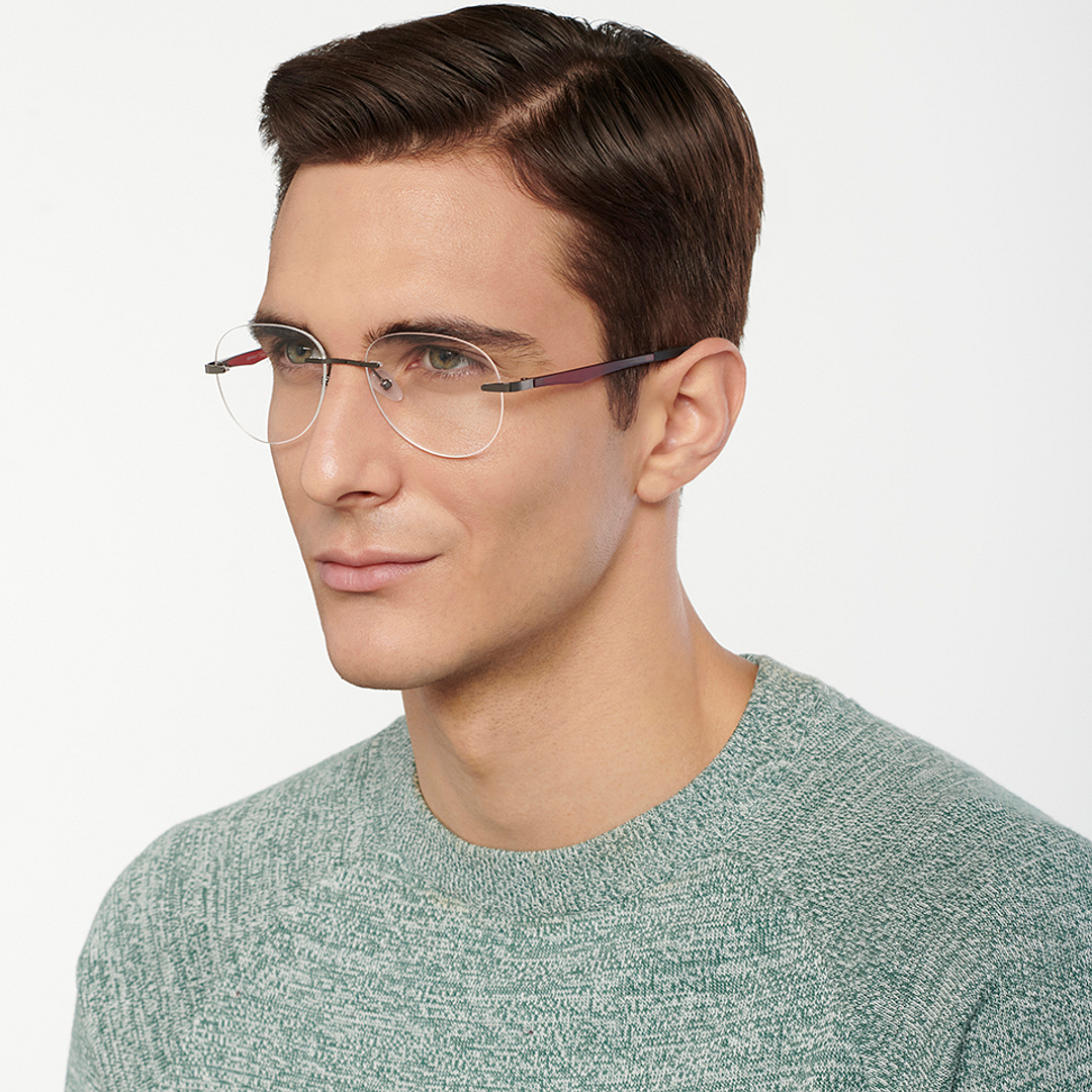 Lenskart Air Online Mid Gunmetal Rimless Aviator right side