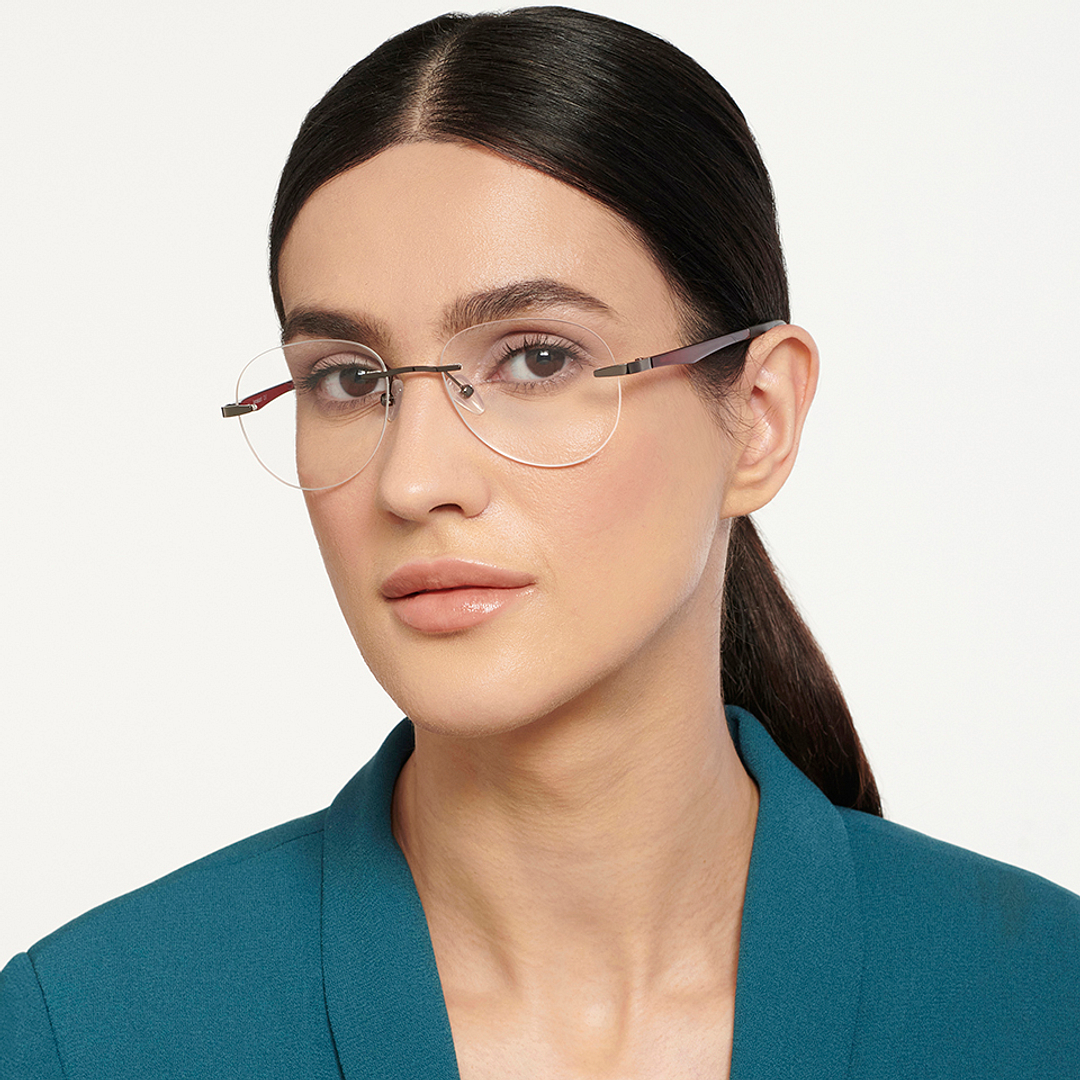 Lenskart Air Online Mid Gunmetal Rimless Aviator left side