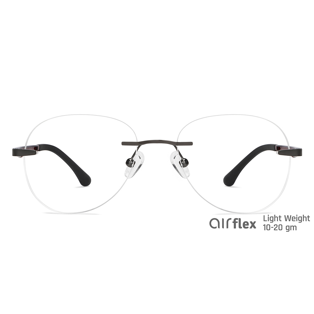 Lenskart Air Online Mid Gunmetal Rimless Aviator left side