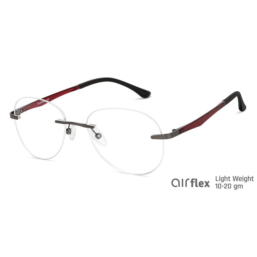 Lenskart Air Online Mid Gunmetal Rimless Aviator right side