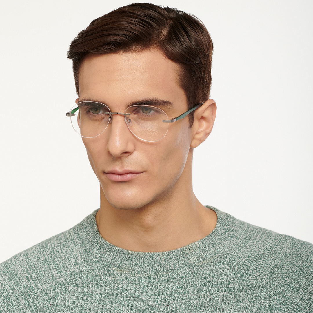 Lenskart Air Online Mid Gunmetal Rimless Aviator right side