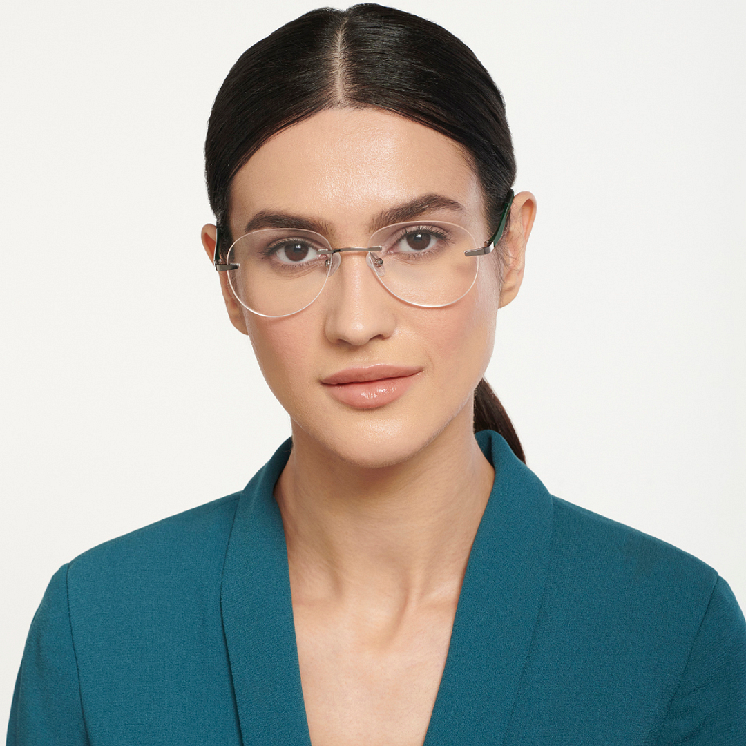 Lenskart Air Online Mid Gunmetal Rimless Aviator left side