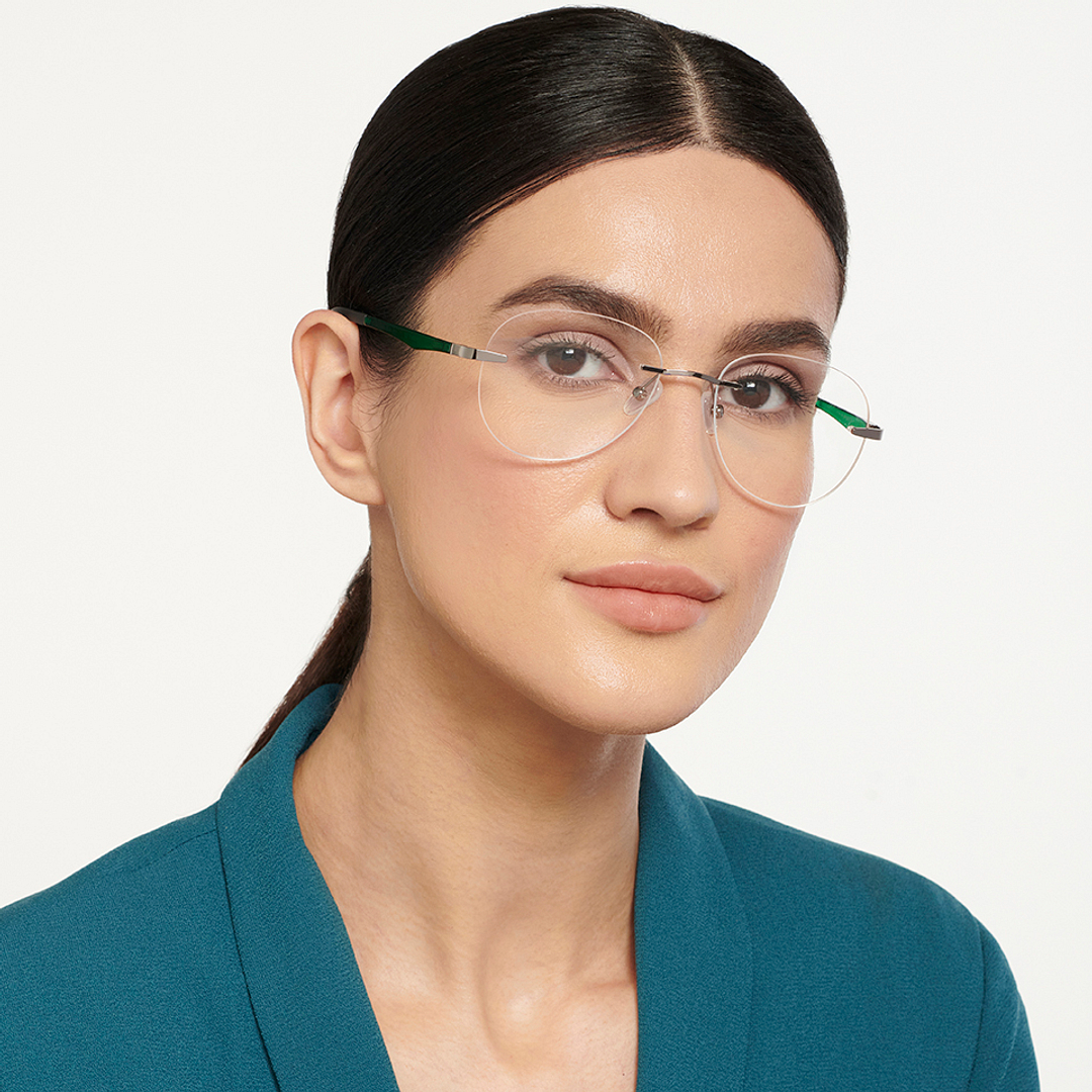 Lenskart Air Online Mid Gunmetal Rimless Aviator right side