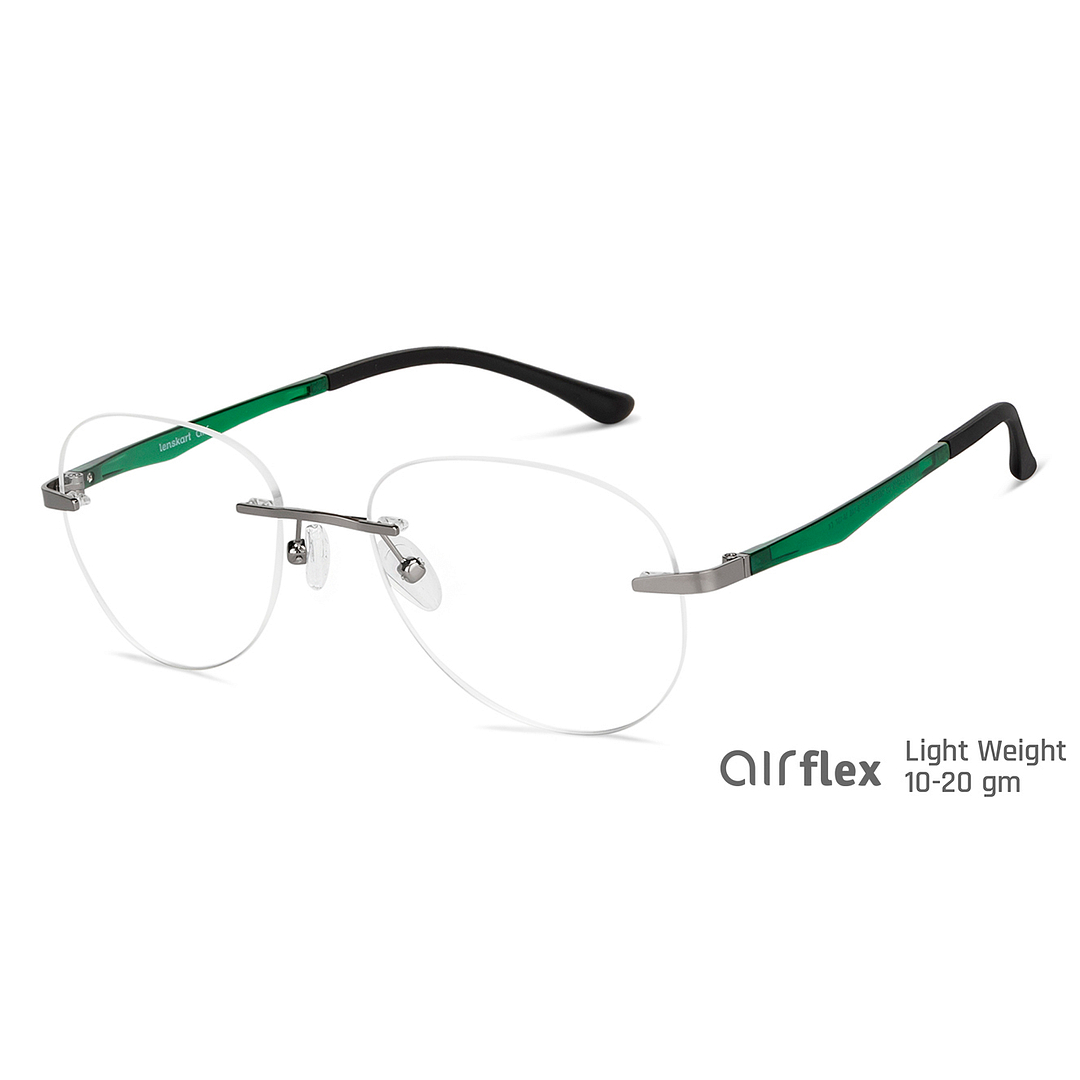 Lenskart Air Online Mid Gunmetal Rimless Aviator right side