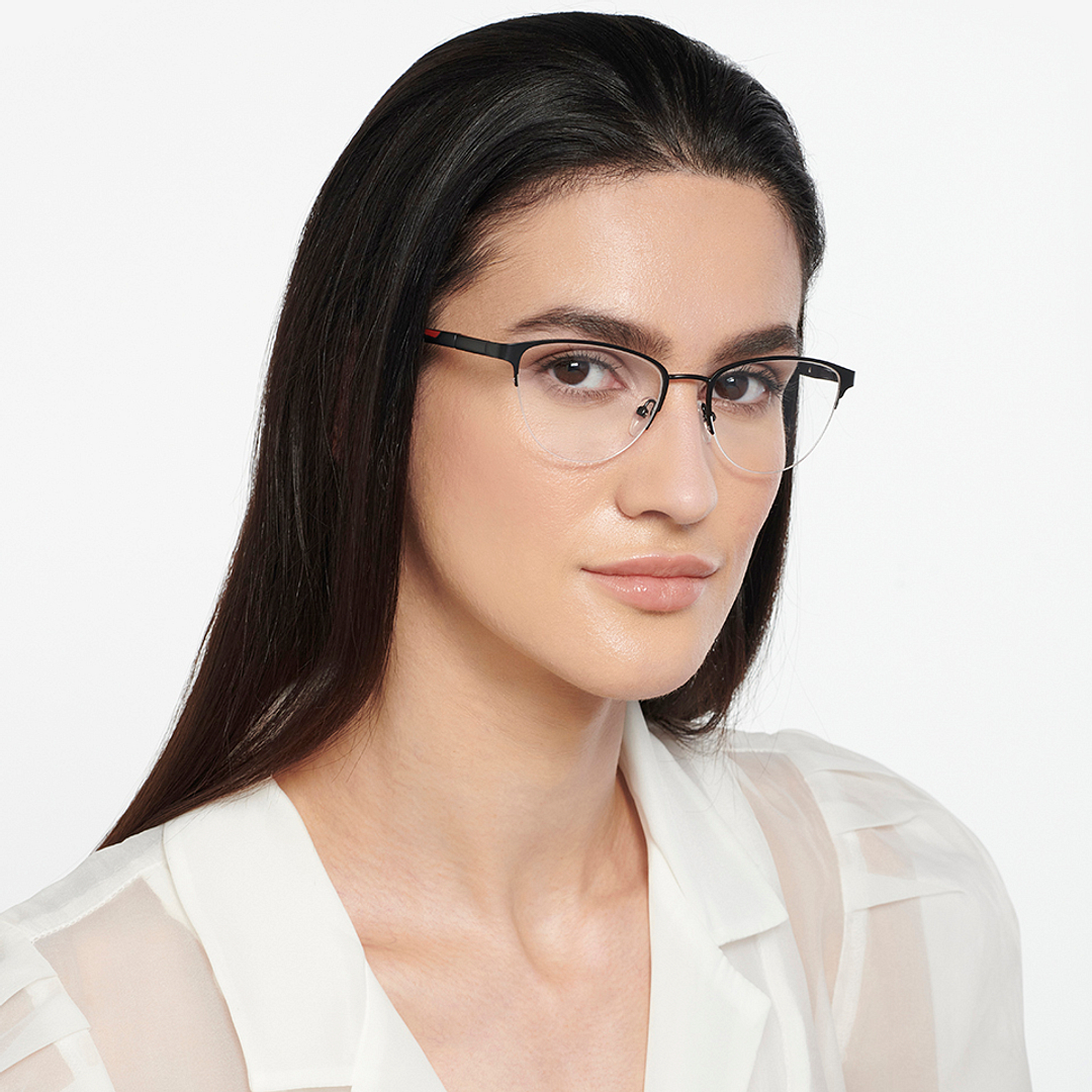 Lenskart Air Online Black Half Rim Cat Eye right side