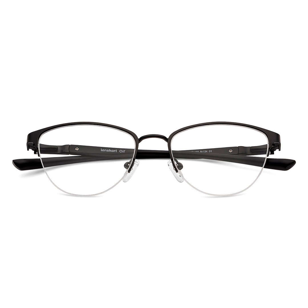 Lenskart Air Online Black Half Rim Cat Eye left side