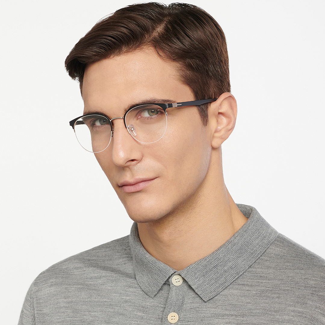 Lenskart Air Online Dark Gunmetal Half Rim Round right side